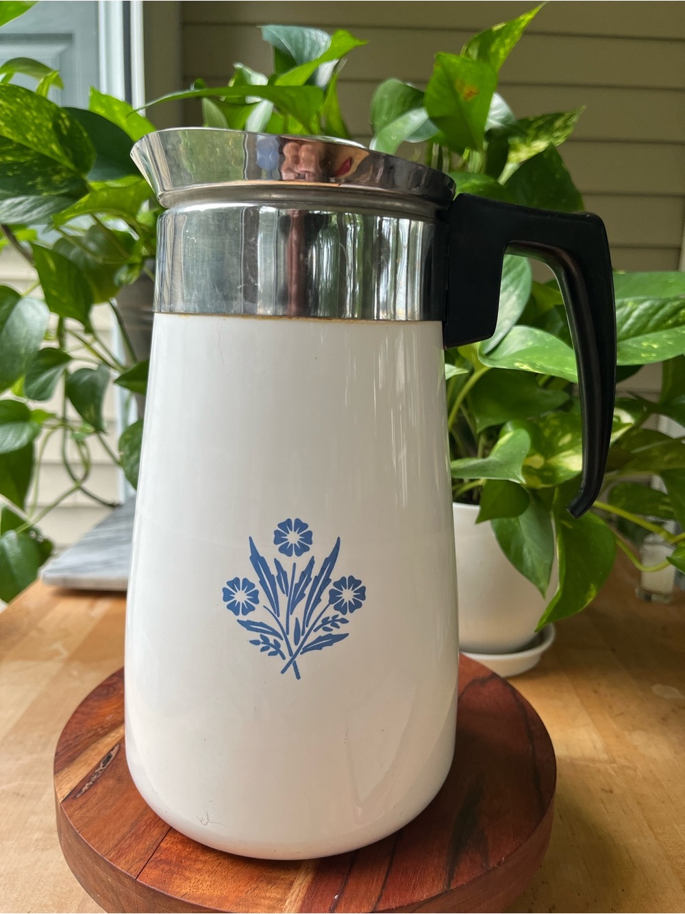 Corning Ware Vintage Coffee Pot Blue Cornflower Complete EUC
